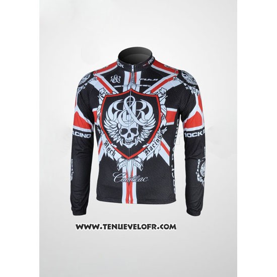 2010 Maillot Ciclismo Rock Racing Noir et Rouge Manches Longues et Cuissard